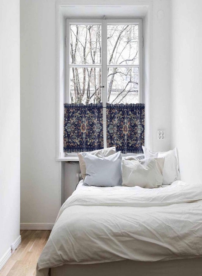 Jolunifun Southwest Flower Kitchen Curtain 36 Inch Length Small Short Cafe Tiers Curtains Drape, 2 Panels Window Treatment Rod Pocket Drapery Panels Curtains, Rustic Tribal Oriental Native Boho 55x36 - Image 5